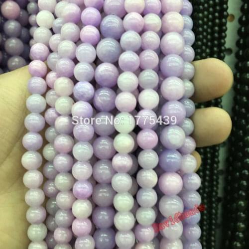 Free Shipping Wholesale 6mm 8mm 10mm 12mm Natural Stone White Purple Jadee round Beads For Bracelet Necklace Jewelry Making