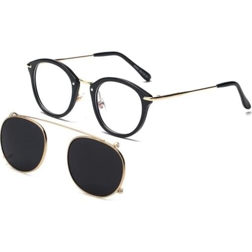 Metal Round Steampunk Polarized Clip On Sunglasses Men Women Fashion Glasse With Optical EyeGlasses Metal Frame Prescription Eye