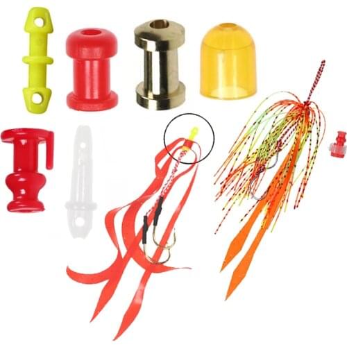 100/200PCS Saltwater Fishing Tackle Slide Parts Snapper Skirts and Rubber Tie Mule Maintenance Supplies Fishing Equipment