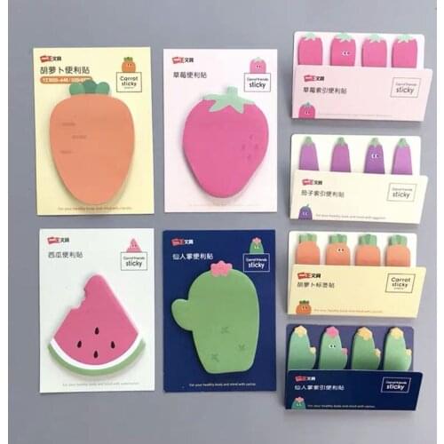 Sharkbang 50 Sheets Kawaii Cute Carrot Strawberry N Times Sticky Notes Label Index Sticker Paperlaria Stationery