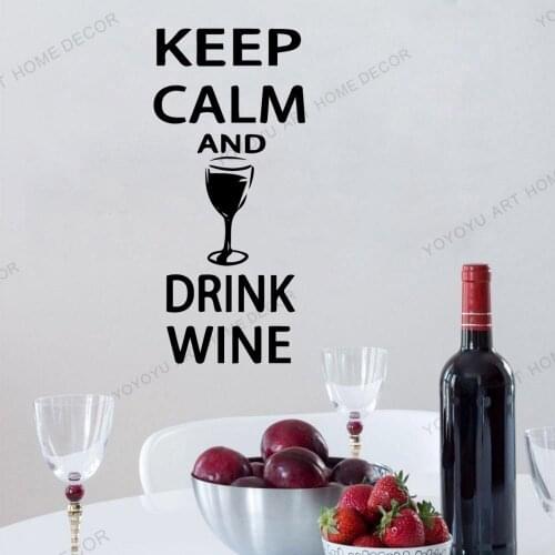Simple Sentence Drink Beer Wine Keep Calm Quotes Removable Vinyl Wall Stickers For Kitchen Shop Background Wall Decal rb271