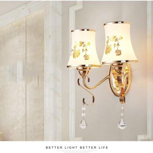 New LED crystal wall lamp simple modern Chinese bedside lamp creative bedroom study lamp stairs aisle wall light