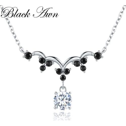 BLACK AWN 2020 New Arrival Classic Real 925 Sterling Silver Pendant Necklaces Women Wedding Jewelry for Women K037
