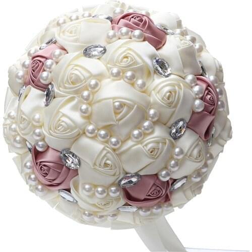 Newest arrived light purple and cream crystalartificial wedding bridemaid bouquets wedding bouquets for wedding decoration