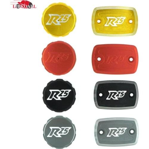NEW Aluminum Red Motorcycle Front Rear Brake Fluid Fuel Reservoir Tank Cap Cover For Yamaha YZF R25 R3 YZF-R25 2014-2015