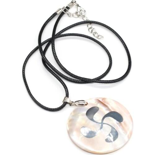 Natural Shell Necklace With Rope Length 55+5cm Fashion Durable Round Necklace Pendant For Unisex Charm Jewelry Gift 45x45mm