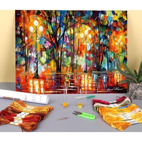 Expectation Love Printed Water-Soluble Canvas 11CT Cross Stitch Full Kit DIY Embroidery DMC Threads Knitting Stamped