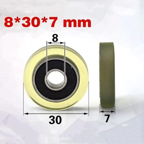 [PU0830-7] 10PCS polyurethane PU 608RS cash counting machine low noise high quality TPU rubber bearing wheels 8*30*7