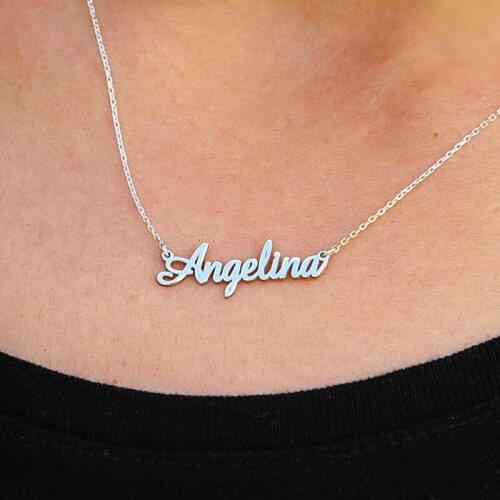 Handmade Personalized Custom Script Name Necklace For Women Men Charm Customize Nameplate Initials Letter Necklaces Jewelry Gift