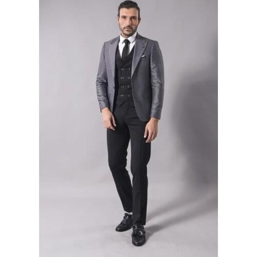 Grey Jacket Combined Black Suit Wessi