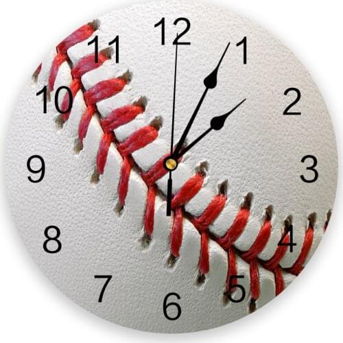Sport Baseball Texture Red White Wall Clock Modern Design Brief Living Room Decoration Kitchen Clock Art Wall Watch Home Decor