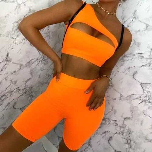 Single Shoulder Strap Sport Bra Sexy Women Yoga Set New Gym Clothing Short Crop Top High Waist Running Leggings Sports Set 2021