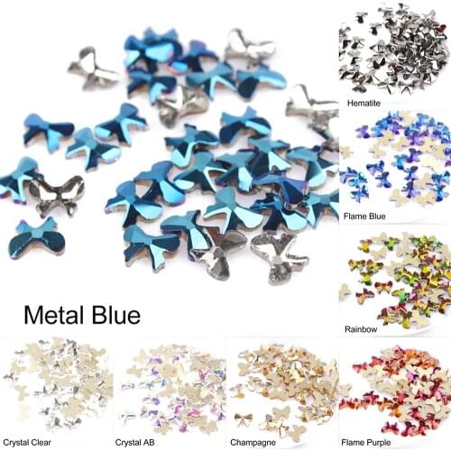 30/100pcs/pack Mix Color Nail Rhinestones Butterfly Shape Crystal Glitter Nail Stones DIY 3d Design Nail Art Decorations