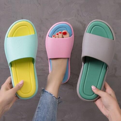 Japanese-Style Slippers Womens Summer Bath Bathroom Household Thick Bottom Non-Slip Soft Bottom Indoor Men Slippers