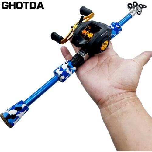 GHOTDA Telescopic Fishing Sea Lure Rod Baitcasting Reel Combo Saltwater Freshwater Fishing Rod and Reel Full Kit