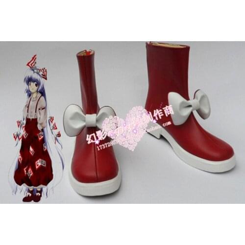 Touhou Project Fujiwara no Mokou Red Halloween Girls Cosplay Boots Shoes H016