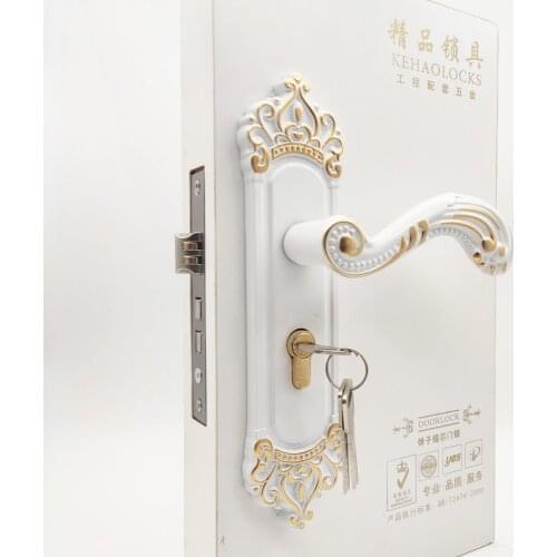 Vintage Handle Door Lock Wood Silent Locker Handle Door Lock for Home Security Interior Lockset Door Hardware