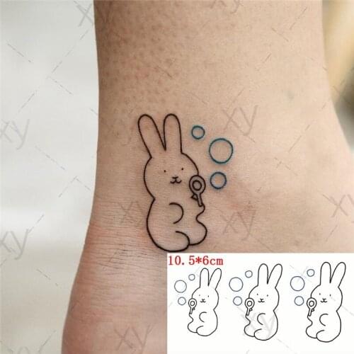 Waterproof Temporary Tattoo Sticker Cute Bunny Bubble Flash Tatoo Fake Tatto Body Art Wrist for Men Women Kids 10.5*6cm