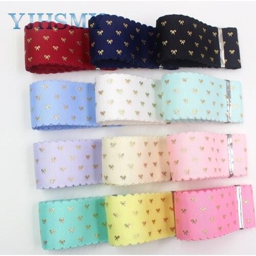 YJHSMY I-19729-1747,38mm 10yards Hot stamping bow heat transfer grosgrain ribbon, gift packaging DIY handmade material