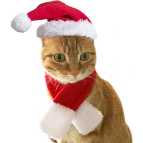 Hot Sale Costumes Christmas Hat Scarf Cloak Elk Hat Christmas Costume Christmas Cat Dog for Pet Cats Dogs