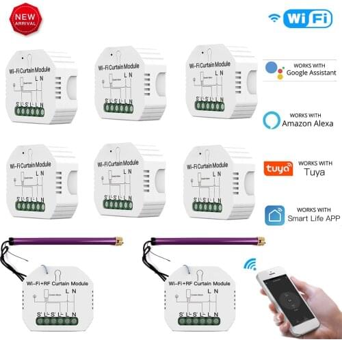1/2/3/5PCS Tuya Smart Life WiFi RF433 Blind Curtain Switch with Remote for Electric Roller Shutter Google Home Alexa Smart Home