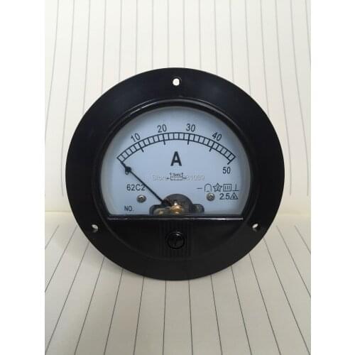 1Pcs 62C2 DC 0-50A Round Analog Amp Panel Meter Current Ammeter Brand New