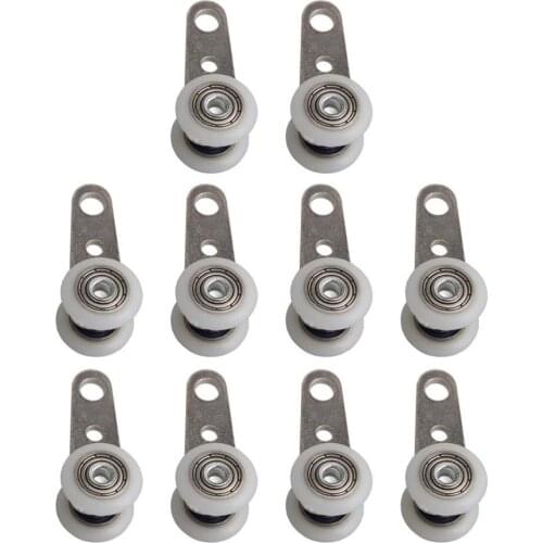 10PCS 45x19mm Metal Bearing Pulley Block with Two Plastic Wheel for Wardrobe Cupboard Window Cabinet Sliding Doors