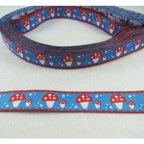 10Yards Mushroom Polyester Woven Jacquard Ribbon Wholesale dog chain accessories 5/8" 16mm tecido jacquard ribbons Trims CX24