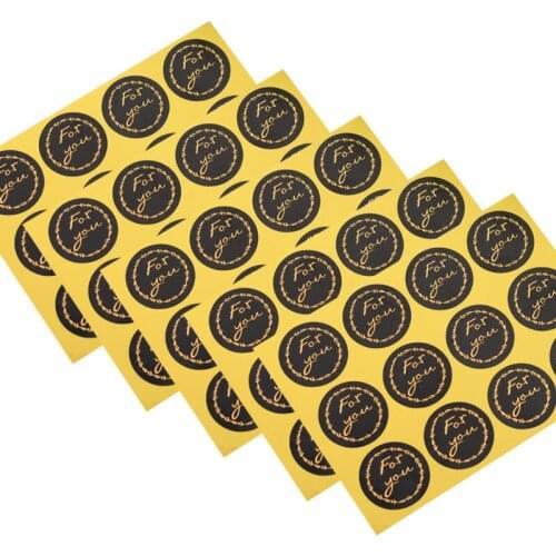 1200pcs/lot black "for you" bronzing round self-adhesive sealing sticker DIY decorative gifts labels sticky wholesale