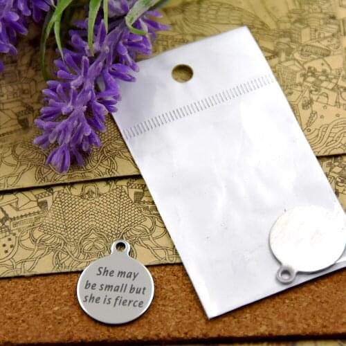 20pcs--stainless steel charms"She may be samll but she is fierce"5 style for choosing DIY Charms Pendants