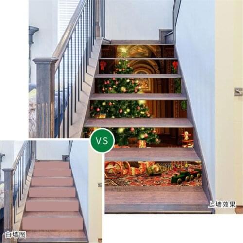 2022 New Year Home Christmas Decoration 3D Christmas Tree Stairs Corridor Steps Renovation Sticker Merry Christmas Natal Noel