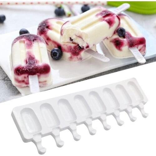 4Grid-8 Grid Ice Cream Mold Makers Silicone Thick material DIY Molds Ice Cube Moulds Dessert Molds Tray With Popsicle