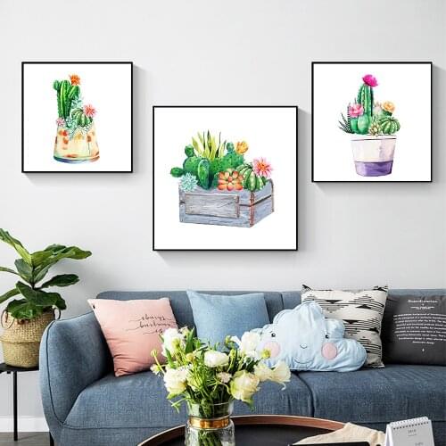 Abstract Beautiful Succulents Cactus Canvas Painting Posters And Prints Wall Art Plant Picture For Living Room Home Decoration