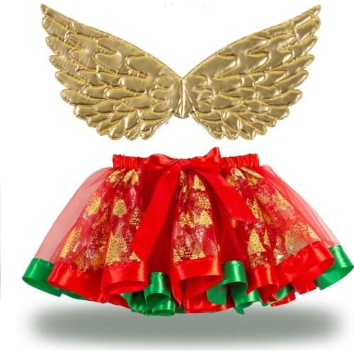Free Wing +Tutu Skirt Baby Girls 12M-8T Princess Pettiskirt Rainbow Kids Party Tutu For Girls Christmas Skirt Children Clothing
