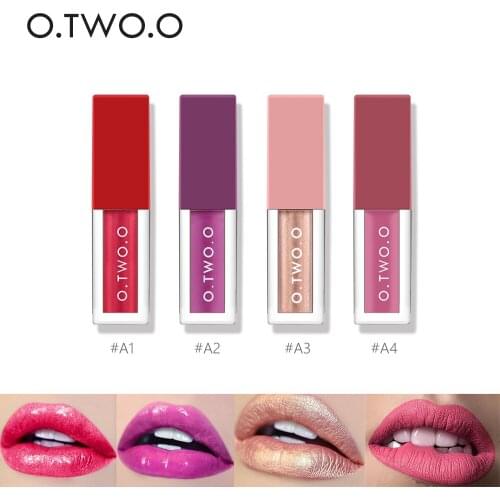 4 colors/set O.TWO.O brand makeup lip gloss waterproof soft glossy liquid lipstick shimmer lip tint with gift package OT029