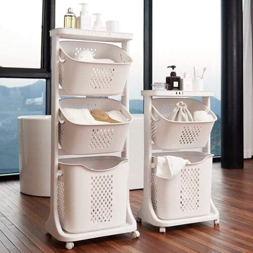 Large Japanese Bathroom Laundry Hamper Storage Rack