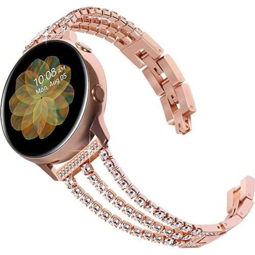 22mm 20mm Bling Metal Bracelet For Samsung Galaxy Watch 3 45mm 41mm Active 2 44mm 40mm Strap For Huawei Watch 3 GT 2 Pro Strap