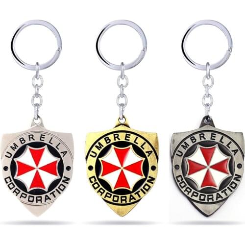 2 Colors Alloy Keychain Umbrella Corporation Logo shield shape Hoder For Fans Unique Movie Jewelry Accessories