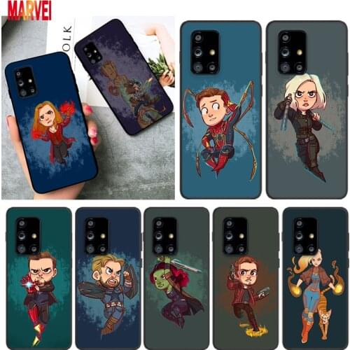 Cartoon Avengers Heroes For Samsung A72 A52 A02 S A32 A12 A42 A51 A91 A81 A71 A41 A31 A21 S A11 A01 UW Black Phone Case Cover