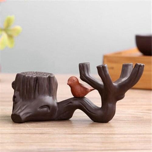 Hot-Magpie Tree Branch Purple Clay Teapot Cover Cup Lid Holder Tea Strainers Shelf Ceramic Tea Pets Household Ornaments
