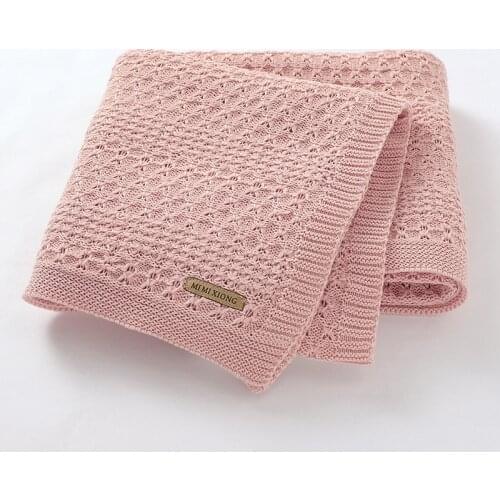 Baby Swaddle Blankets Newborn Boy Girl Stroller Bed Crib Wrap 100*80cm Solid Color Knitted Infant Kids Monthly Bedding Quilts