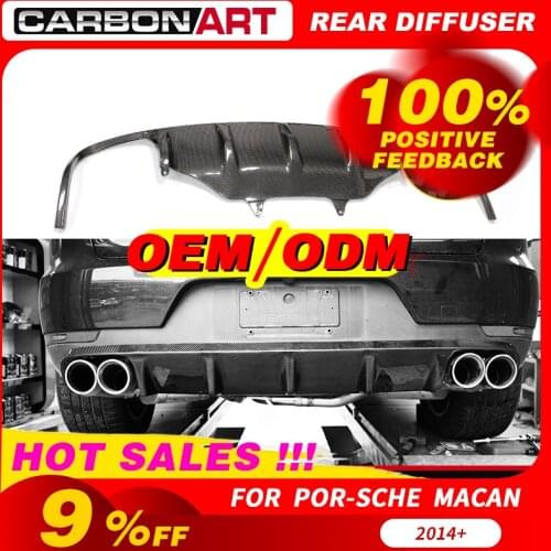 100% Real Carbon Fiber For Porsch Macann front lip rear diffuser one set Car Styling trim front lip bumper