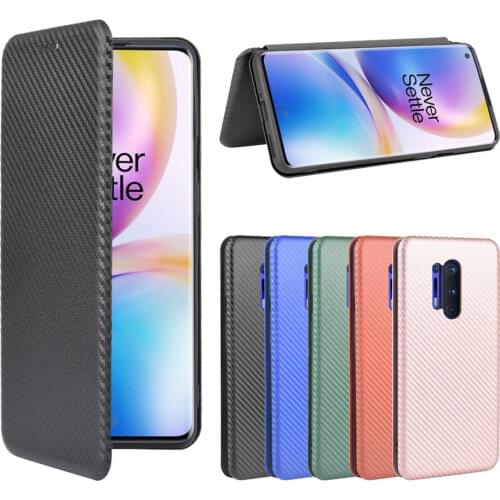 Retro Carbon Fiber Flip Case For Oneplus 8 Pro 8T 8 T Full Protection Card Wallet Magnet Cover for One Plus 8 Stand Phone Fundas