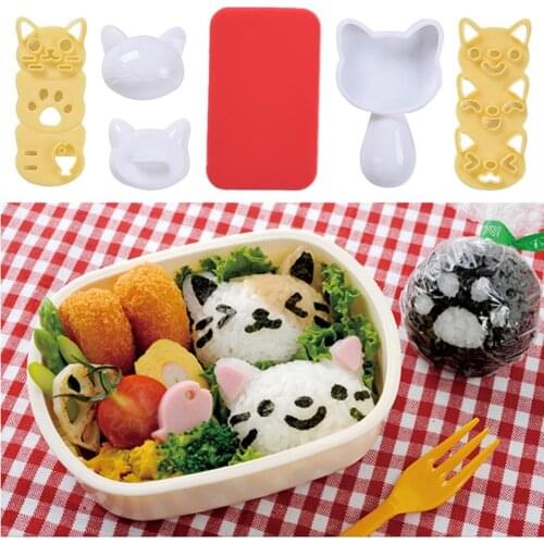 Sushi Mold Cartoon Smile Cat Sushi Nori Rice Mold Decor Cutter Sandwich DIY Bento Making Kit Japanese Bento Cooking Tools