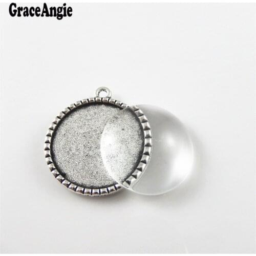 GraceAngie 8PC Ancient Color Round Glass Classic Retro Tree Of Life Necklace Locket Pendant Charms Photo Box