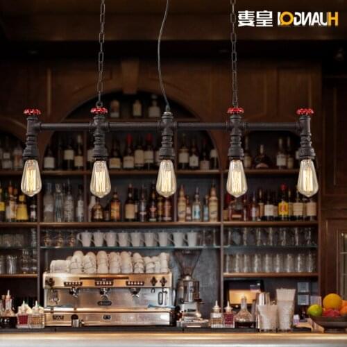 Huangs Wife Personality Cafe Bar Wind Pipe Industry Diffuse Loft Retro Iron Bar luminaire