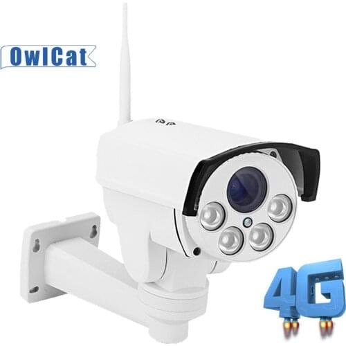 OwlCat Sony 2MP 5MP Outdoor 3G 4G SIM Card IP Camera PTZ 5X 10X Zoom Pan Tilt CCTV Camera Wireless Hotspot MiFi Motion Audio