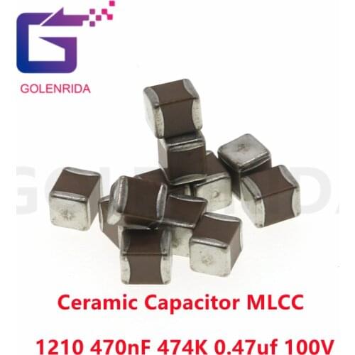 50pcs 1210 470nF 474K 0.47uf 100V X7R 10% SMD MLCC Ceramic Capacitor