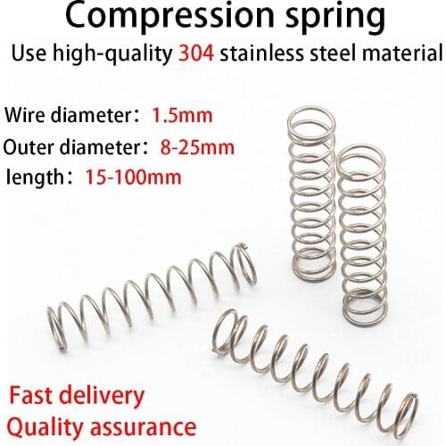 Stainless Steel Compression Spring, Cylindrical Spring, Y-type Rotor Return Spring, Steel Wire Diameter 1.5mm, 10pcs