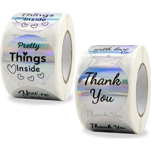 Round Laser Silver Sticker Thank You Sticker Wedding Decoration Envelope Seal Sticker Birthday Party Gift Baking Sticker 25/38mm